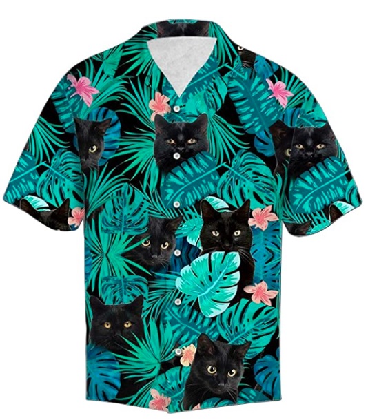 Black Cat Hawaiian Shirt tropical design shirts with Cats