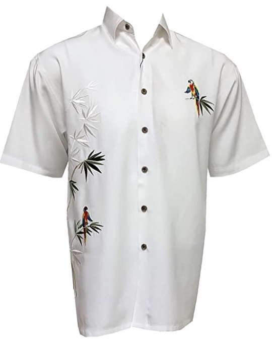 Bamboo Cay Flying Parrots Tropical Short Sleeve Shirt
