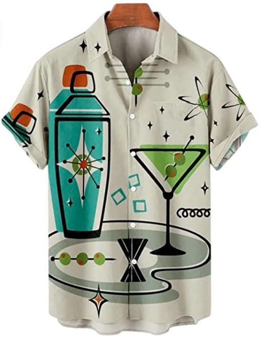 Ecosunny Cocktail Dirty Martini Hawaiian Short Sleeve Shirt